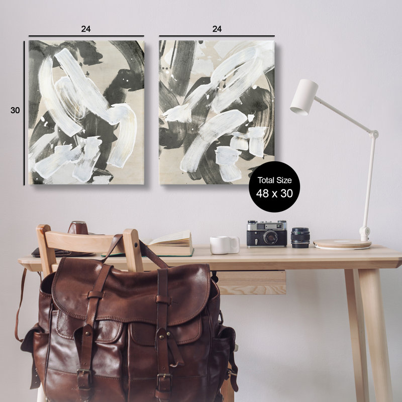  «Neutral Paint Streaks 2 PC», ensemble d'art mural par June Erica Vess, H 30 po x l 24 po