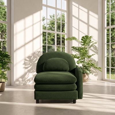Fashion Icon 34.25" W x 33.85" D x 35.43" H Curved Modular Teddy Fabric Armchair
