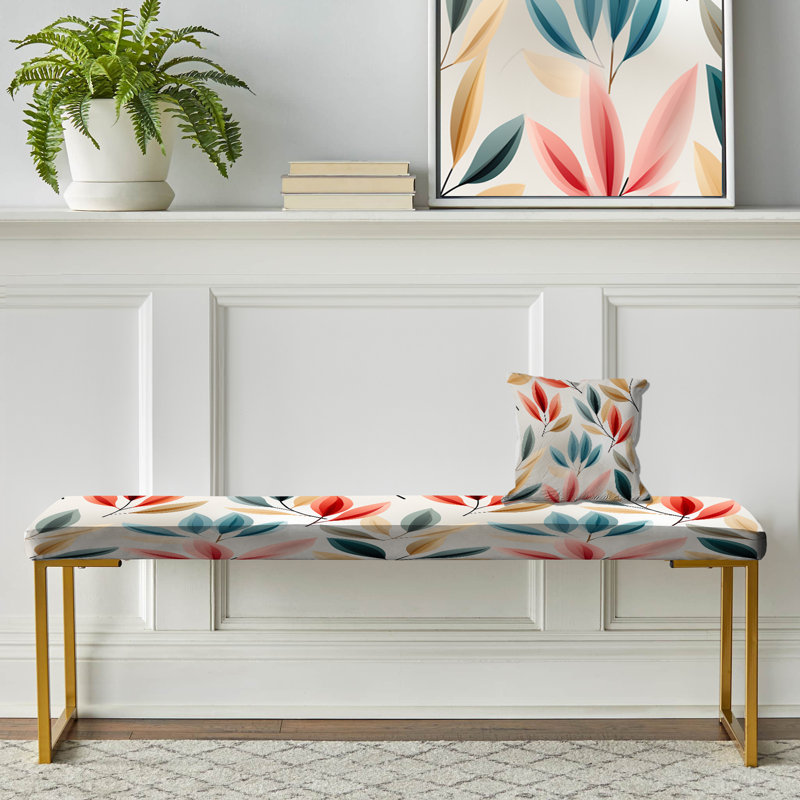 Modern Elegance - Banc rembourré floral doré
