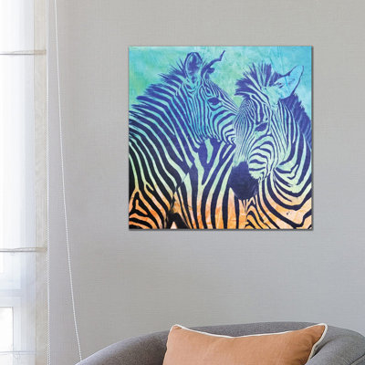 Zebras 1 Piece Wrapped Canvas Wall Art