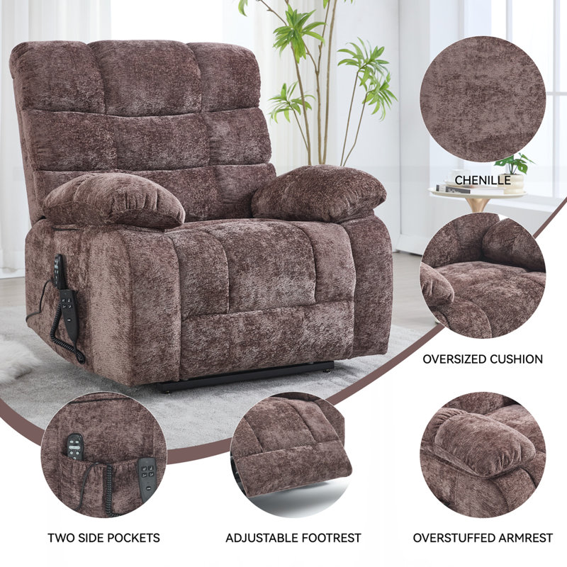 Electric Power Lift Recliners with Power-Remote, Brown