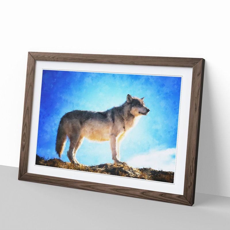 Wolf Vol.1 - Picture Frame Painting, 48cm H x 65cm W x 2cm D, Walnut Framed