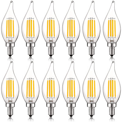 5 Watt (40 Watt Equivalent), CA11 LED, Dimmable Light Bulb, E12/Candelabra Base -  Luxrite, LR21593-12PK