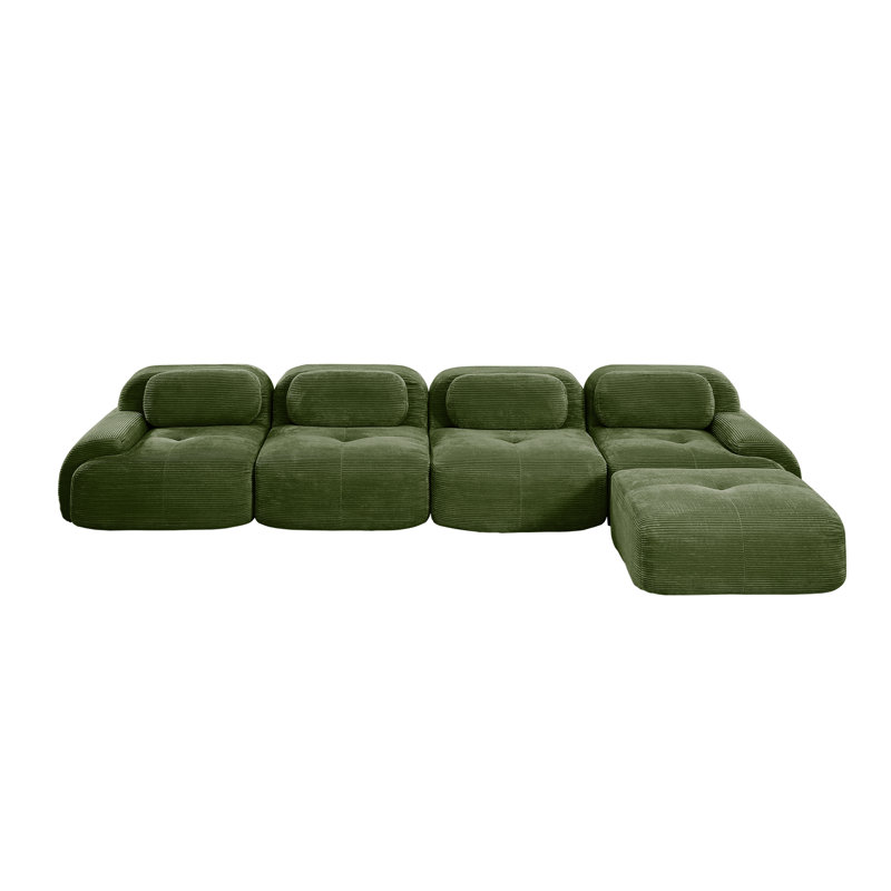 Canapé modulaire en forme de L sans assemblage Design ergonomique adapté aux animaux de compagnie, Olive Green