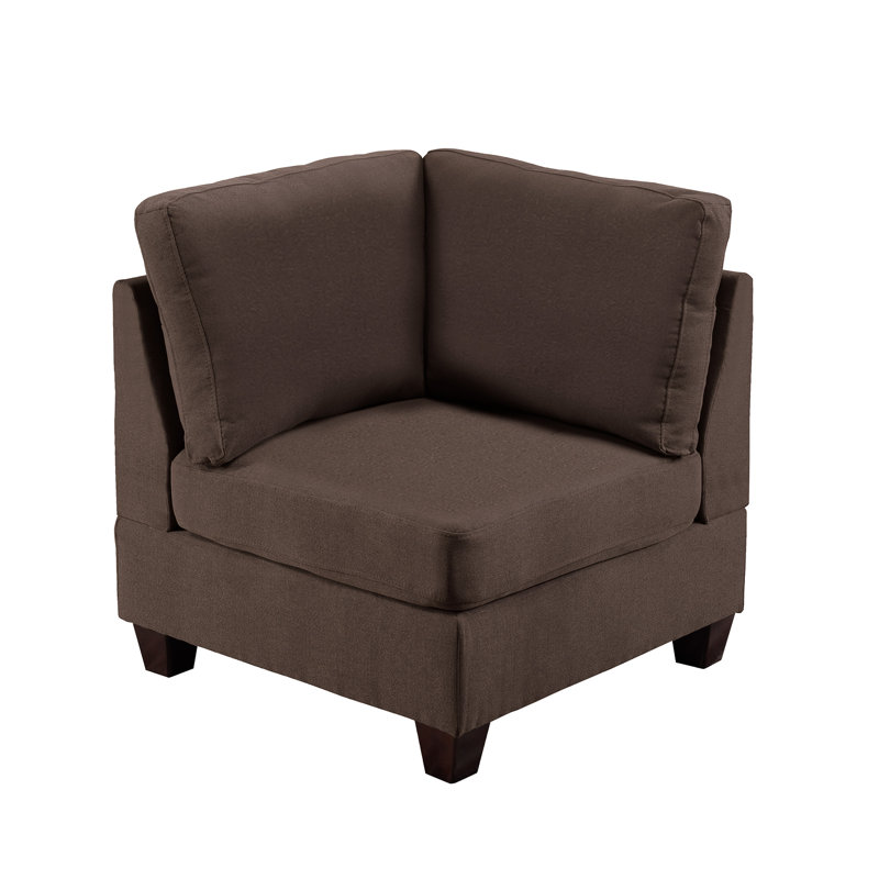 Black Coffee Modular - 2Pc, Linen-Like Fabric Bedecked, Wood Construction Chair 2Pc In Coffee, Garnished, Trustworthy