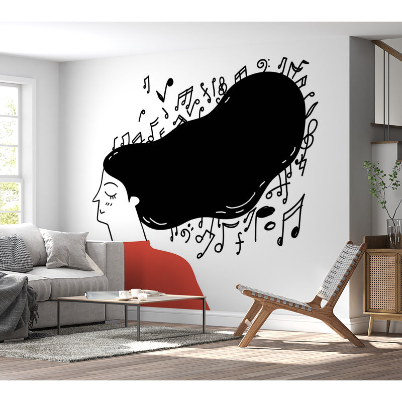 Murale pelez et collez de qualité supérieure - Pensées musicales, L 60 po x L 40 po