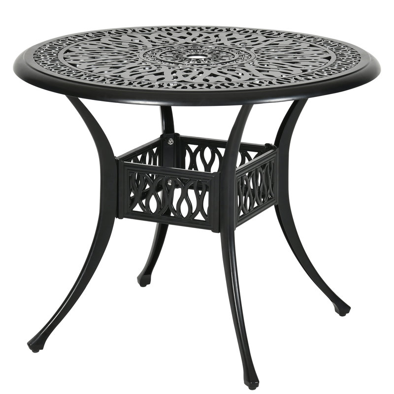 Arnott Round Metal Outdoor Dining Table With Umbrella Hole , 35.43'' in. W 35.43'' in. D