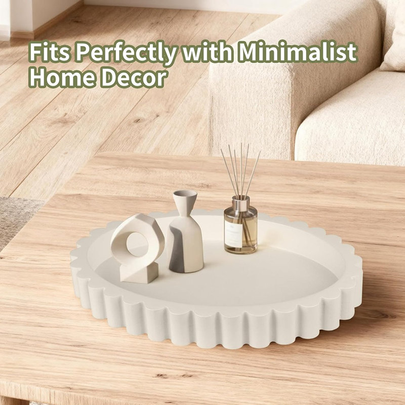 Oval Wooden Decorative Tray, Modern Coffee Table And Home Decor Centerpiece For Kitchen, Living Room, And Bookshelf