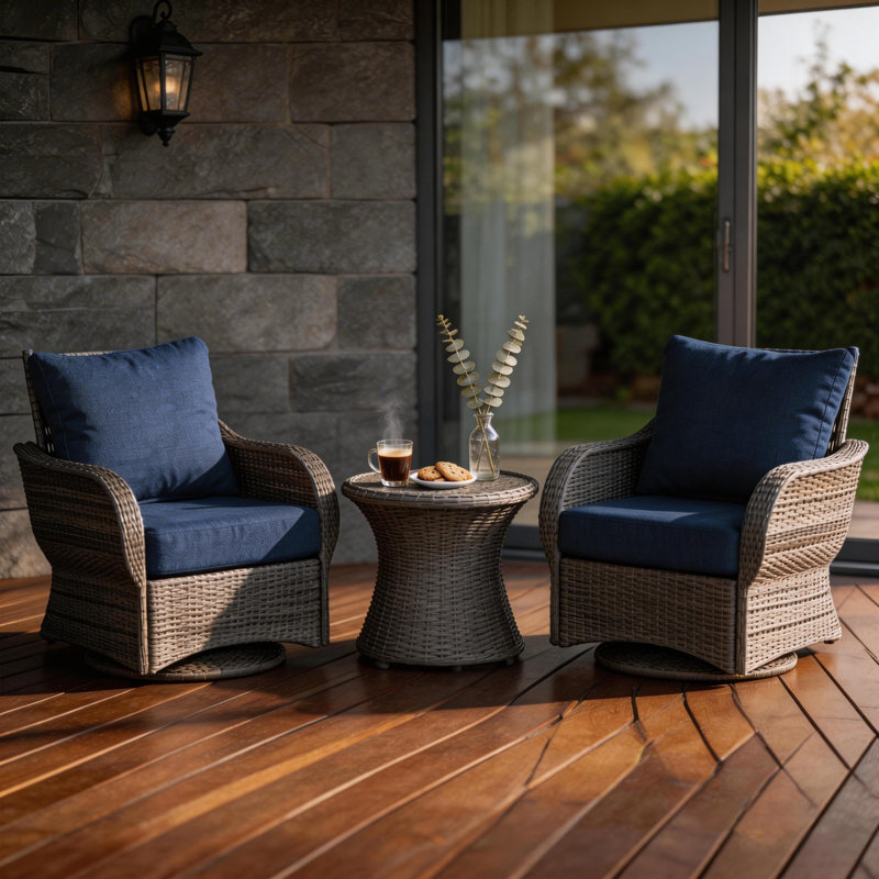 22" x 24" Outdoor/Indoor Deep Seat Patio Chair Cushions (Set of 2) - Weather-Resistant Design, Indigo