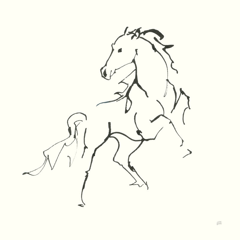 Line Horse IV by Chris Paschke - Wrapped Canvas Painting, 30cm H x 30cm W