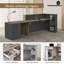 Bureau de réception en L avec tiroirs verrouillables et tablettes de rangement, bureau d'ordinateur multifonctionnel-21442922-21442920