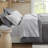 Logan Charcoal Woven Striped Pintuck 3-Piece Full Duvet Set-116495227-116495231
