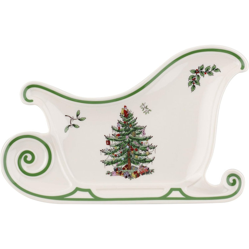 Christmas Tree Serve Sleigh Plate