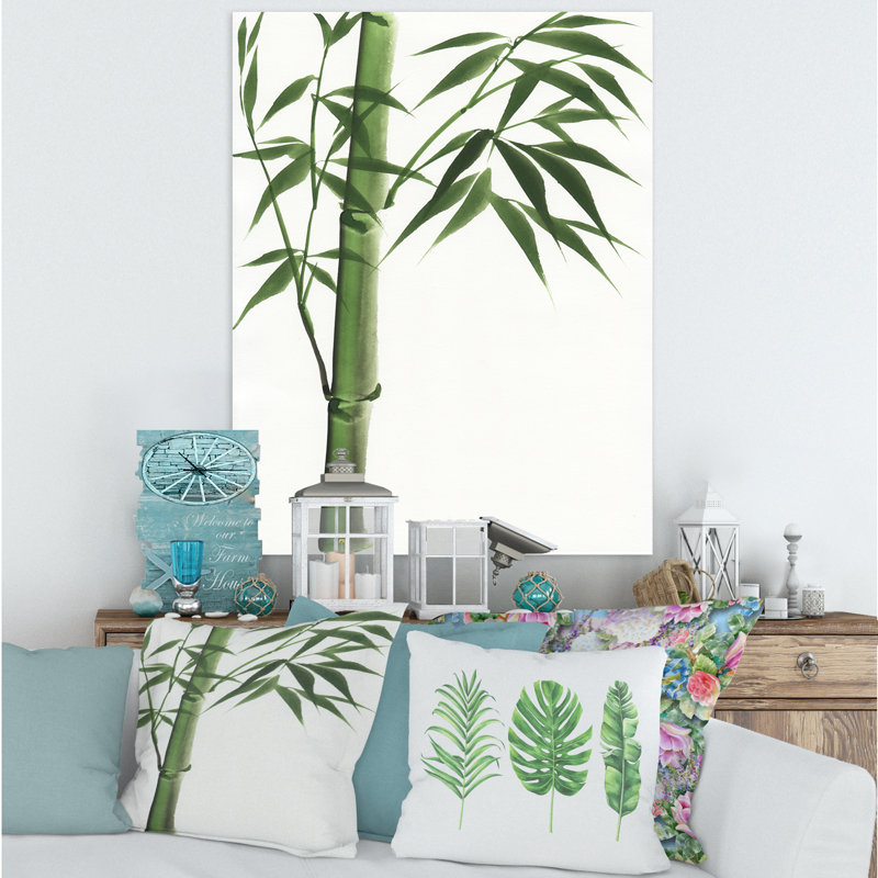Détail d'un bambou vert foncé III - reproduction sur toile, H 32 po x l 24 po x P 1 po, Toile tendue