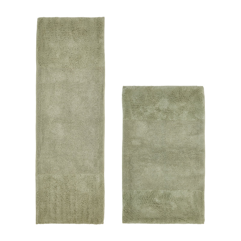 Makaylynn Premium 100% Cotton 2155 GSM 2-Piece Bath Rug Set, OEKO-TEX® Certified, Non-Slip Spray Latex Backing, Plush Tufted, Super Absorbent, Machine Washable Bathroom Rugs, Sage