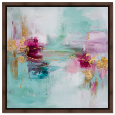 «Golden Veins III», reproduction d'art sur toile encadrée par Art Remedy, cadre en noyer, 20 x 20