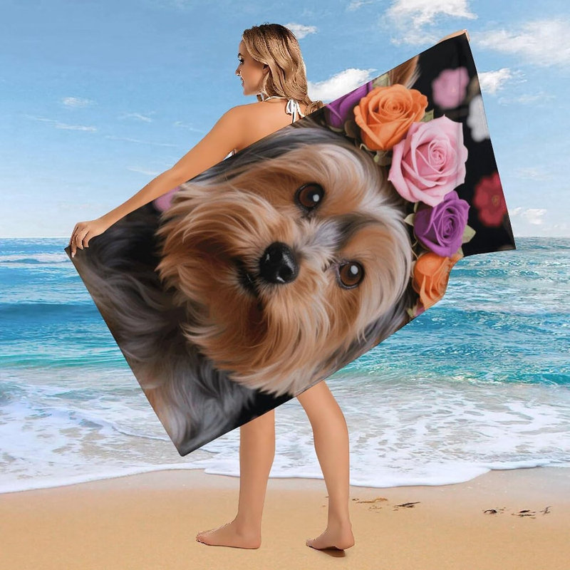 Serviette de plage en microfibre à séchage rapide Yorkie, 36 x 72 po