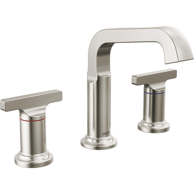 Robinet de salle de bain surdimensionné à 3 trous Tetra, robinet de lavabo à 2 poignées avec bonde, Acier inoxydable Lumicoat