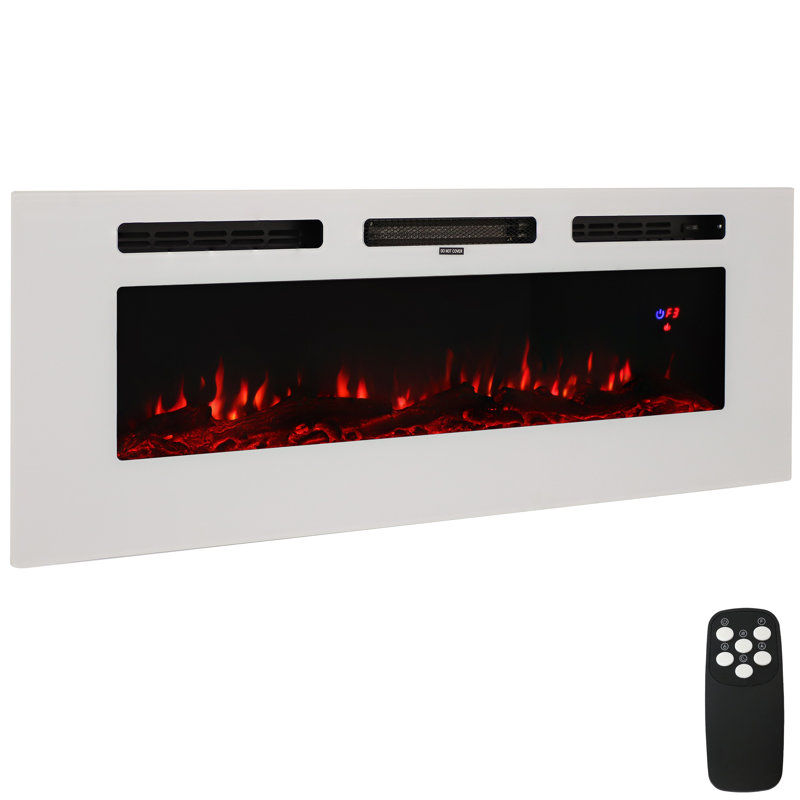 Foyer électrique encastré mural 50 po Kauffman - blanc, H 18,75 po x l 50 po x P 5 po, Blanc