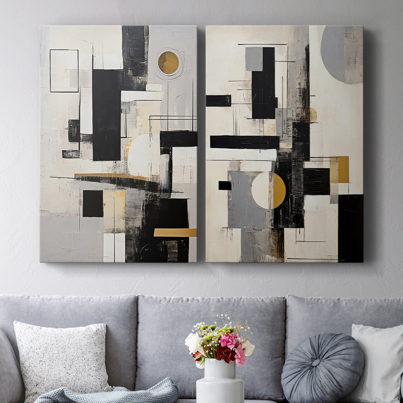 ABSTRACT Series CCCCLIXIX - Toile tendue avec châssis de qualité supérieure - Prêt à être accroché, H 27 po x l 36 po