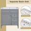 Meuble-lavabo de 30 po avec lavabo simple, 3 tiroirs, tablette réglable, glissières de tiroir en métal lisse, style moderne, conception romaine exquise, installation facile, rangement diversifié, comptoir à 2 pointes de couleur grise-1391741422