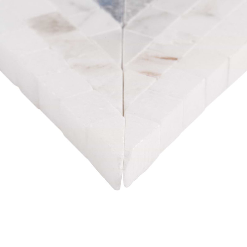 Ako 5" Triangle Marble Micro Mosaic Tile, Azul Blue