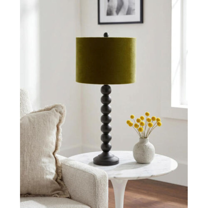 Elaine Table Lamp, Black, Green, 32" H x 15" W x 20" D