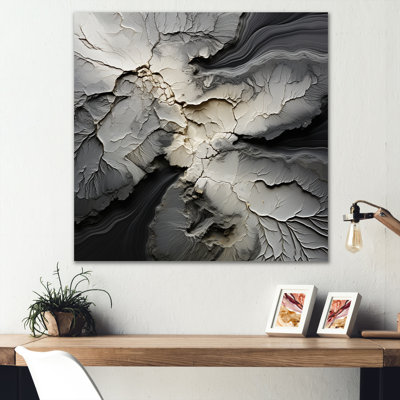 Geode de pierre grise brisée, minimalisme encadré sur toile