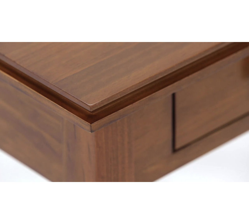 Natural Aged Brown Solid Wood End Table with Storage