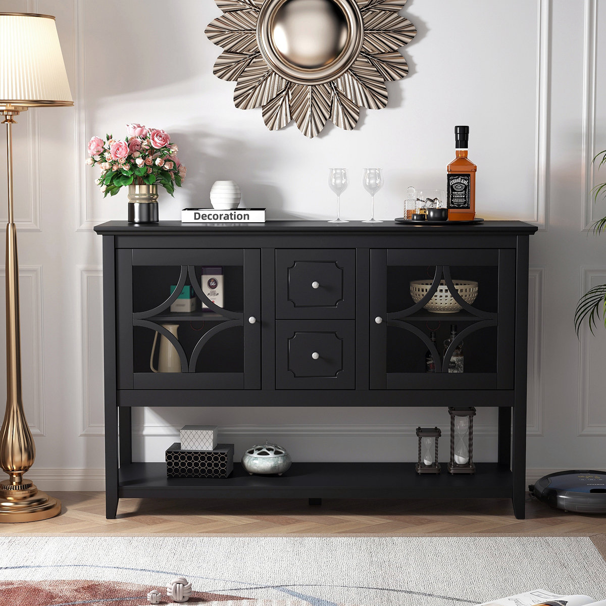 Lark Manor Sideboard Buffet Console Table Media Cabinet With Adjustable ...