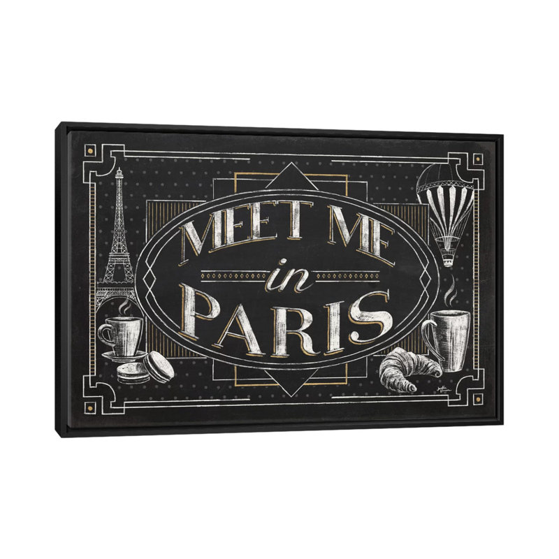 « vive paris iv », art textuel sur toile tendue, H 18 po x l 26 po x P 1,5 po, Toile avec cadre noir, Pas de tapis