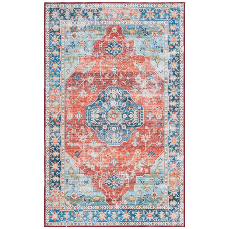 Tapis rouille / bleu Danna Performance, Rectangle 6 pi x 9 pi