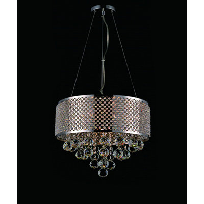 Lustre 8 lumières en chrome avec cristaux transparents