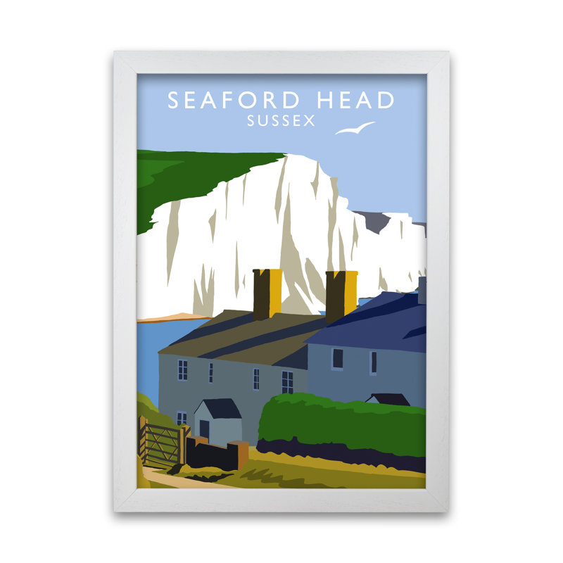 Seaford Head Sussex by Richard O'Neill - Print, 42 cm H x 29.7 cm W x 3 cm D, White
