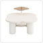 U-Can Modern Coffee Table Set Of 2, Irregular Shape Coffee Table With Four Roman Column Legs And End Table With Glass Top For Living Room