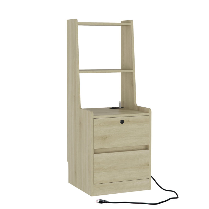 Table de chevet avec station de charge, table de chevet intelligente avec veilleuse, table de chevet moderne avec bibliothèque, tables de chevet avec armoire de rangement pour chambre à coucher, bois