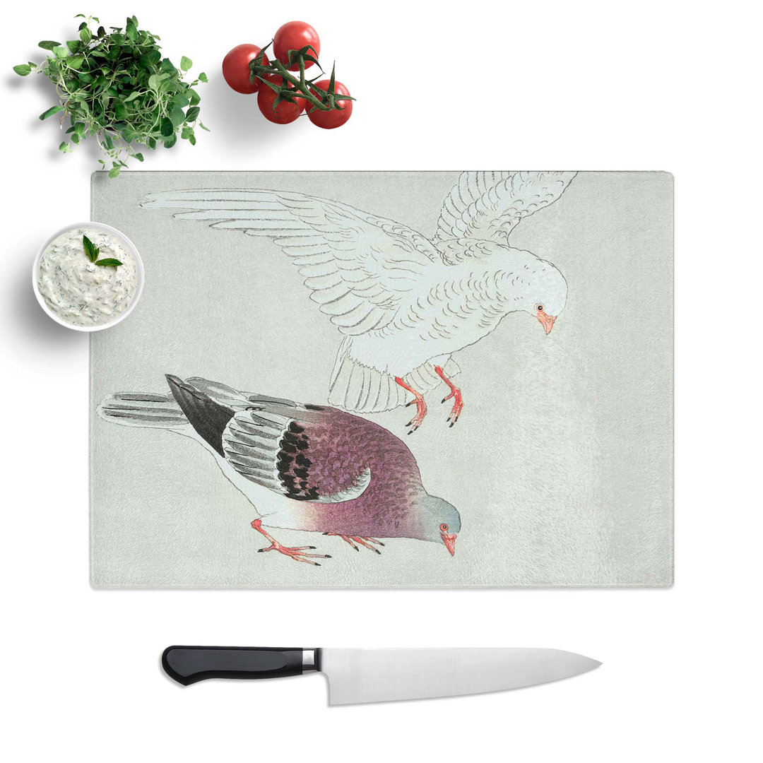 Tempered Glass Two Pigeons by Ohara Koson Chopping Board
