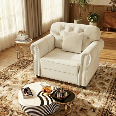 Canapé de 41,3 po pour canapé de salon en tissu de velours de style Mid-Century moderne avec siège profond et coussins de nuage et 1 coussin, 1 canapé-lit de salon brun pour bureau, chambre à coucher, appartement