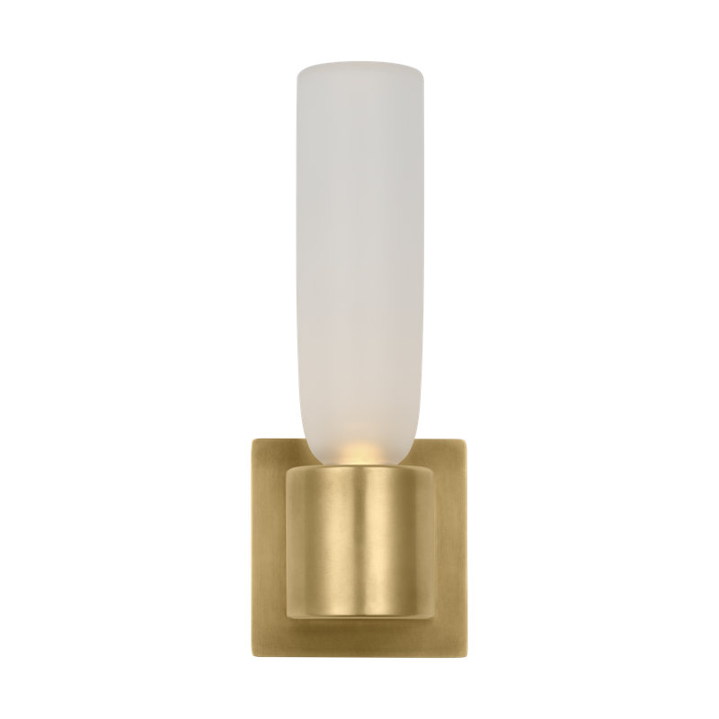 Kelly Wearstler Volver 1-light Medium Single Sconce in Bronze with Clear Etched Glass shade, Antique Brass