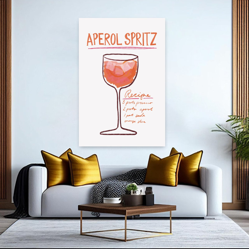 Art mural contemporain Aperol Spirz, H 60 po x l 40 po