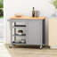  Rolling Kitchen Island with Drawer, Cabinet and Towel Rack, Grey