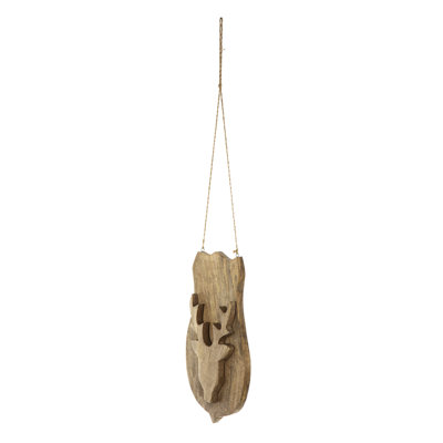 Ornement suspendu en bois à tête de cerf - 9 po x 1,5 po x 15 po - brun