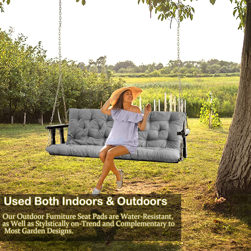 2-3 Seat Swing Replacement Cushion, Outdoor Bench Cushions With Backrest Thicken 4", 40" W x 20" D, Light Gray