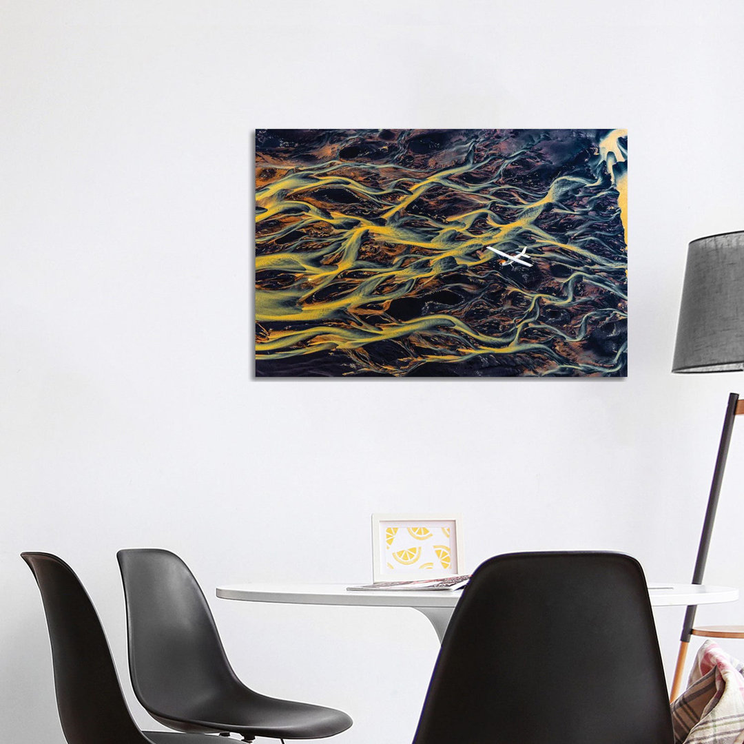 Iceland Fjord River Delta Abstract From Plane III von Alex G Perez - No Frame Gallery-Wrapped Canvas Giclée on Canvas