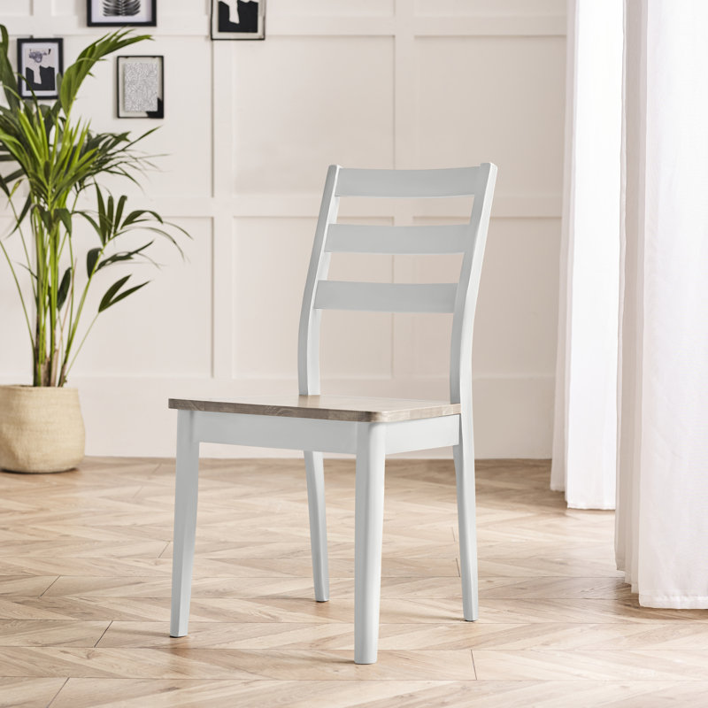 Drea Solid Wood Dining Chairs - Traditional Rustic Farmhouse Kitchen Kitchen Chairs, White/Gray