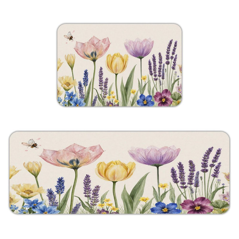 Aquarelle, tapis de cuisine antidérapants 2 pièces