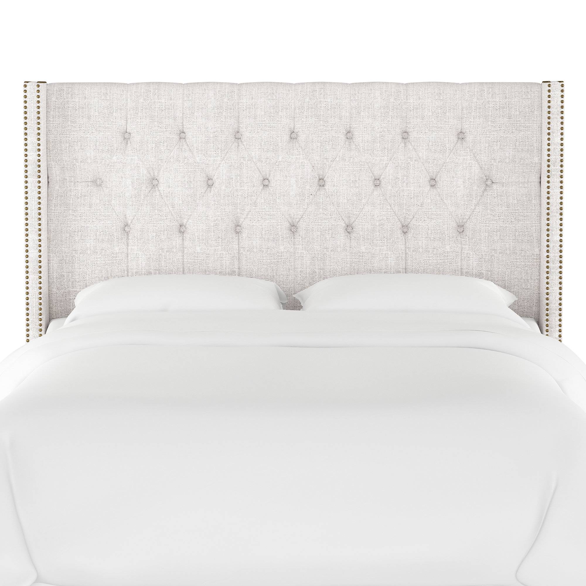 Knighten Upholstered Headboard, Zuma White Textured Linen, Queen