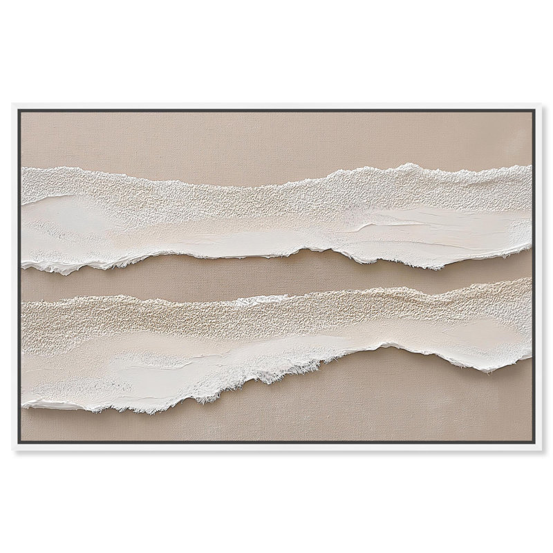 Toile texturée «Sea III» par Art Remedy, H 21 po x l 31 po, Cadre flottant, Blanc