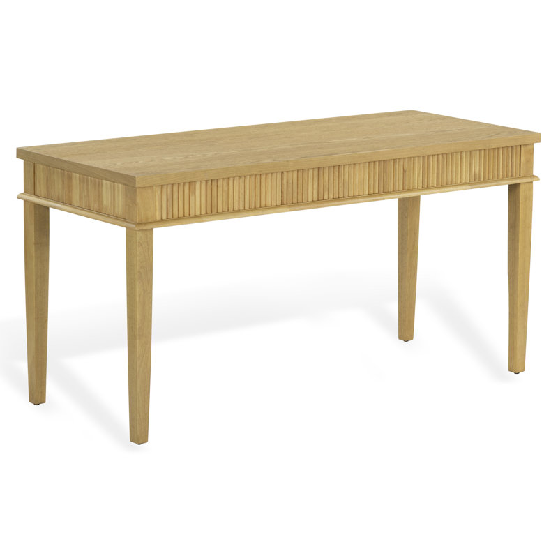 Shelbie 1 Drawer Reeded Desk, Greige Oak