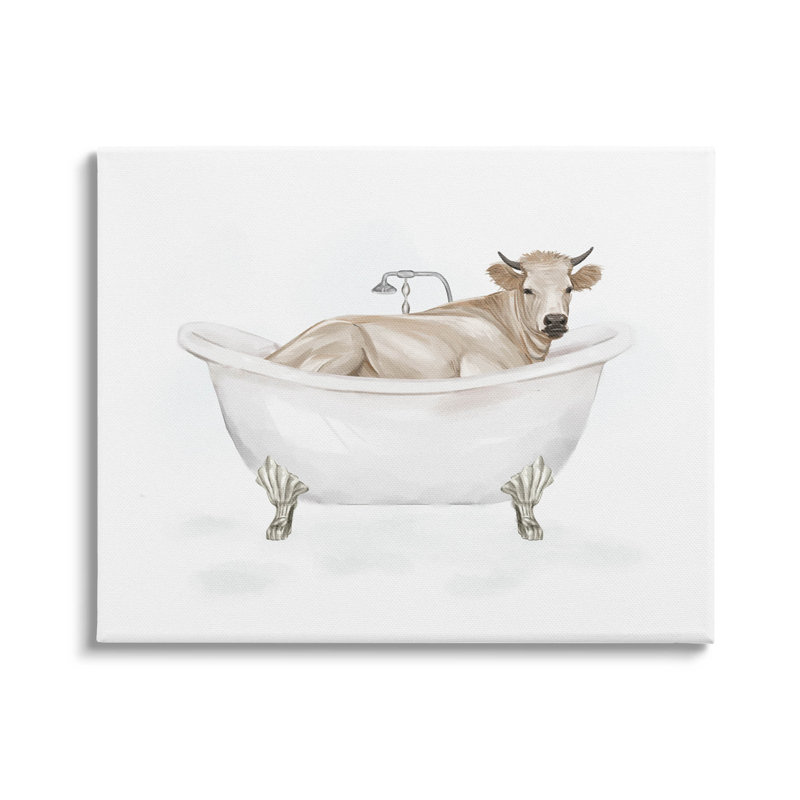 «Farm Farm Bathing Tub Animal» par Ziwei Li, L 40 po x H 30 po, Toile tendue